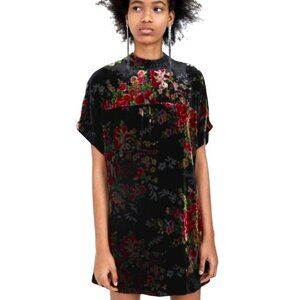 Zara Black and Red Floral Mini Dress
